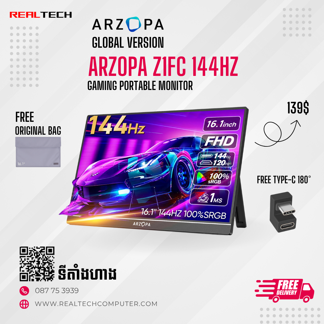 Arzopa Z1FC 144Hz Portable Gaming Monitor | 16.1" Screen