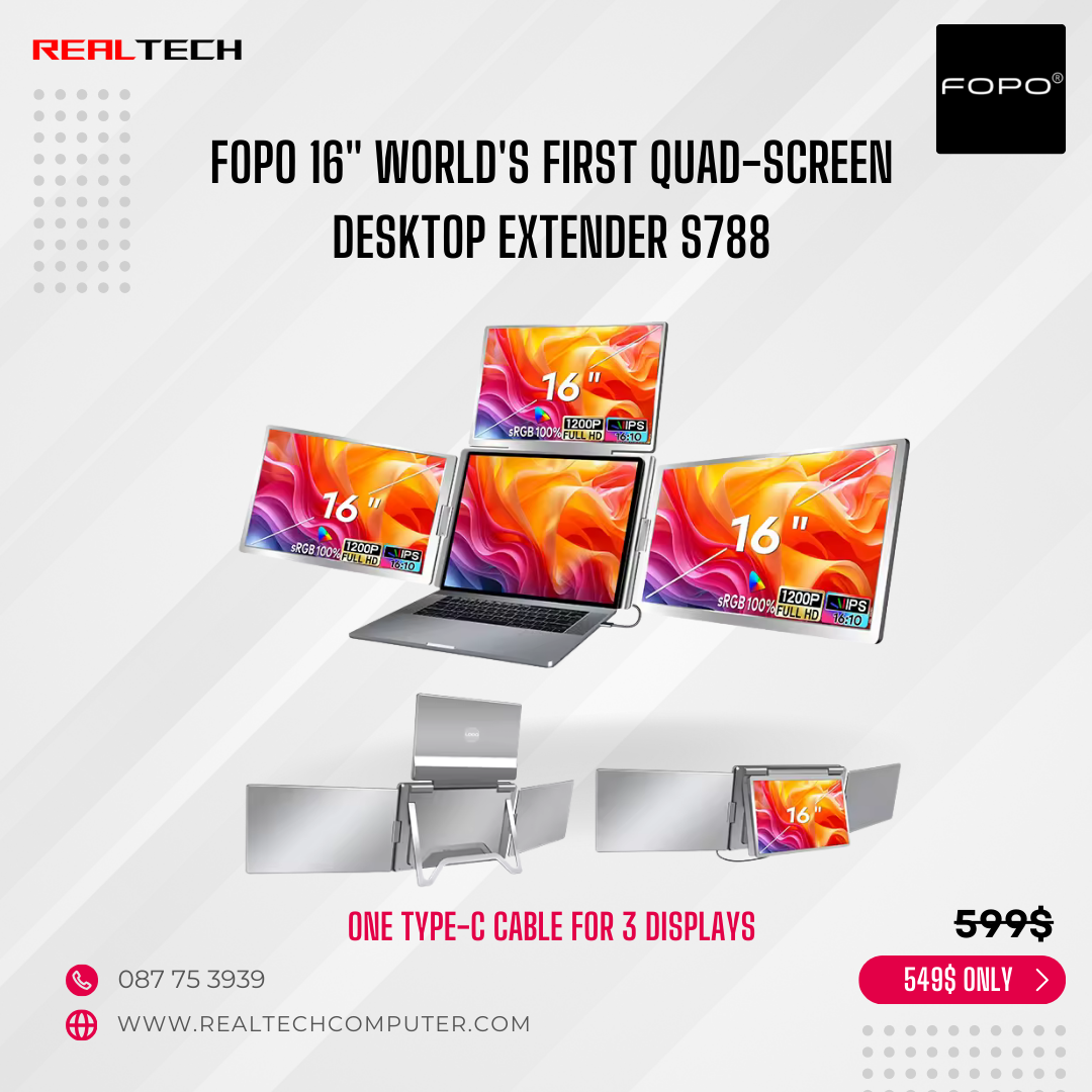 FOPO 16" World's First Quad-Screen Desktop Extender S788