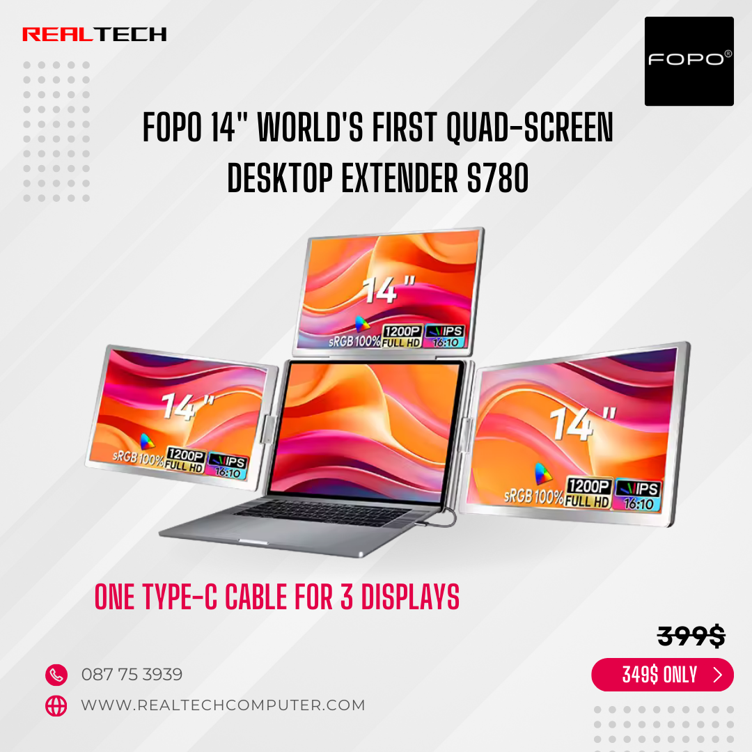 FOPO 14" World's First Quad-Screen Desktop Extender S780