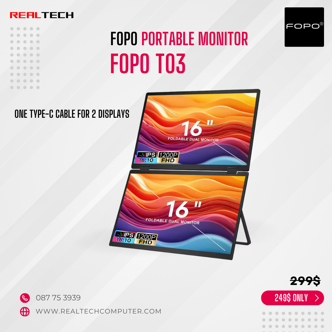 FOPO Super Thin Design Backlit WLED All in One Foldable Portable Monitor with Dual-Screen Laptop Monitor Extender
