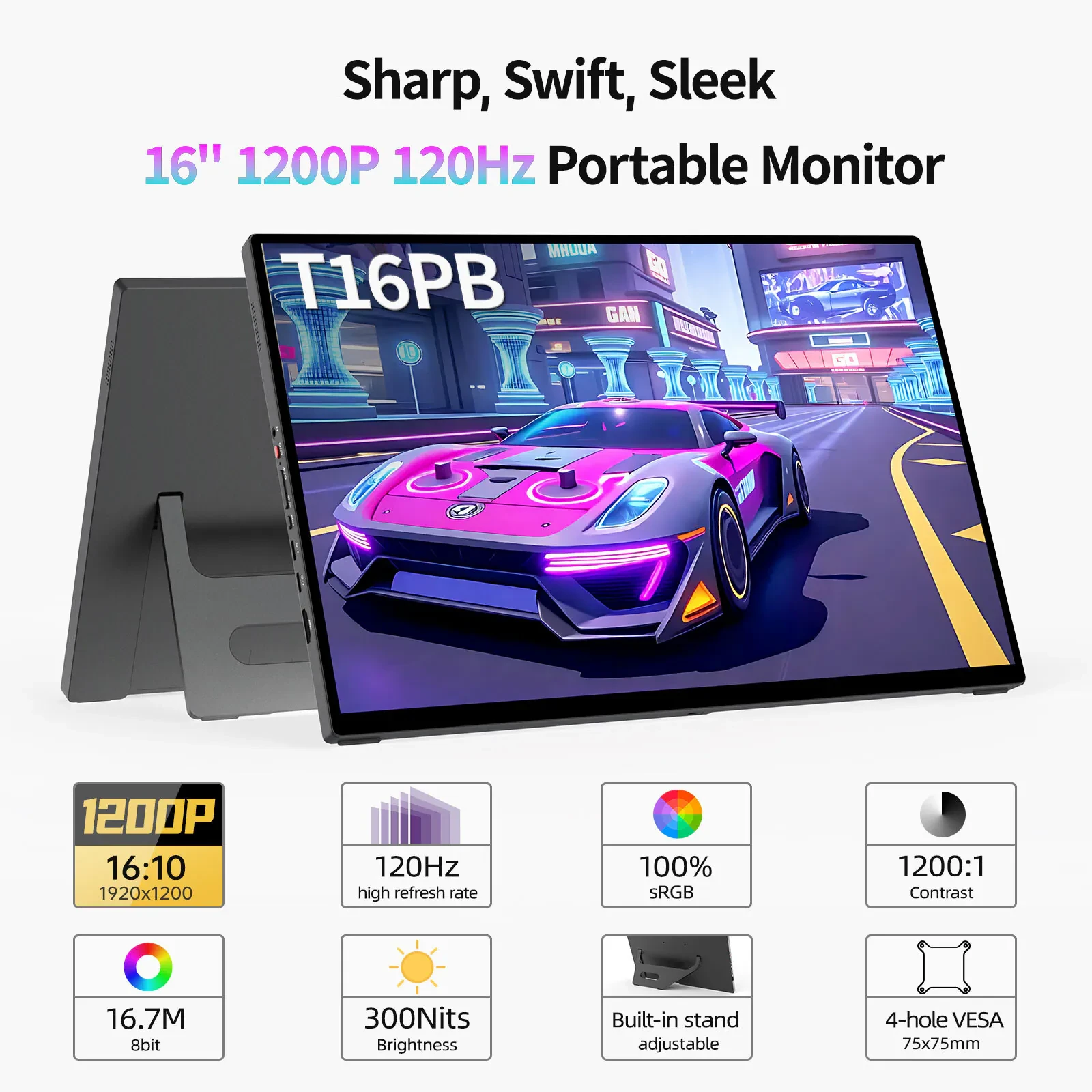 New Intehill T16PB Portable Monitor, 16" FHD IPS Portable Monitor Touchscreen