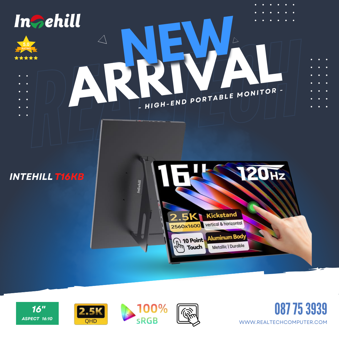 New Intehill T16KB Portable Monitor, 16" FHD IPS Portable Monitor Touchscreen